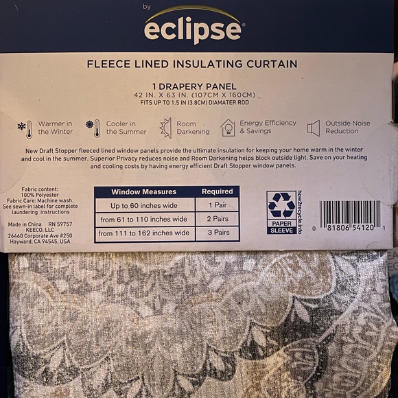 Draft stopper by eclipse curtain panel - Picture 2 of 2